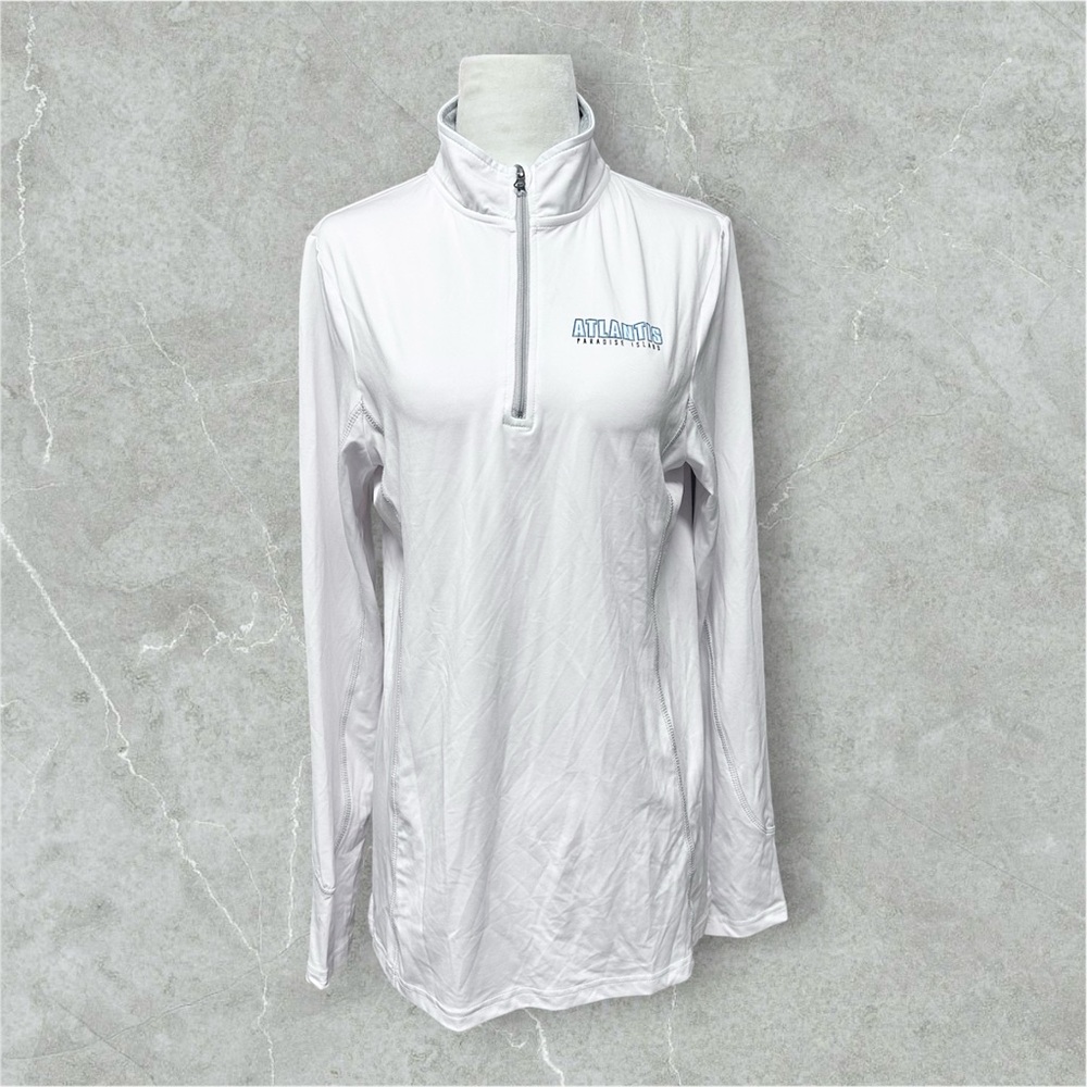 Atlantis Paradise Island White Quarter-Zip Ling Sleeve Top L